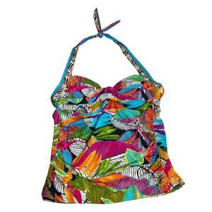 Women's Anne Cole Live in Color Twist Front Bandeau Tankini Halter Top Size XL
